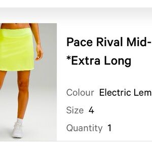 LuLuLemon Pace Rival Extra long electric lemon size 4